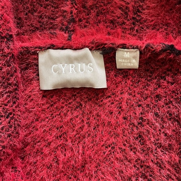 Anthro Buffalo Check Red/Black Open Front Cozy Vest Size Medium - Picture 3 of 5